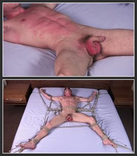 Blindfolded Gay Tied to a Bed
